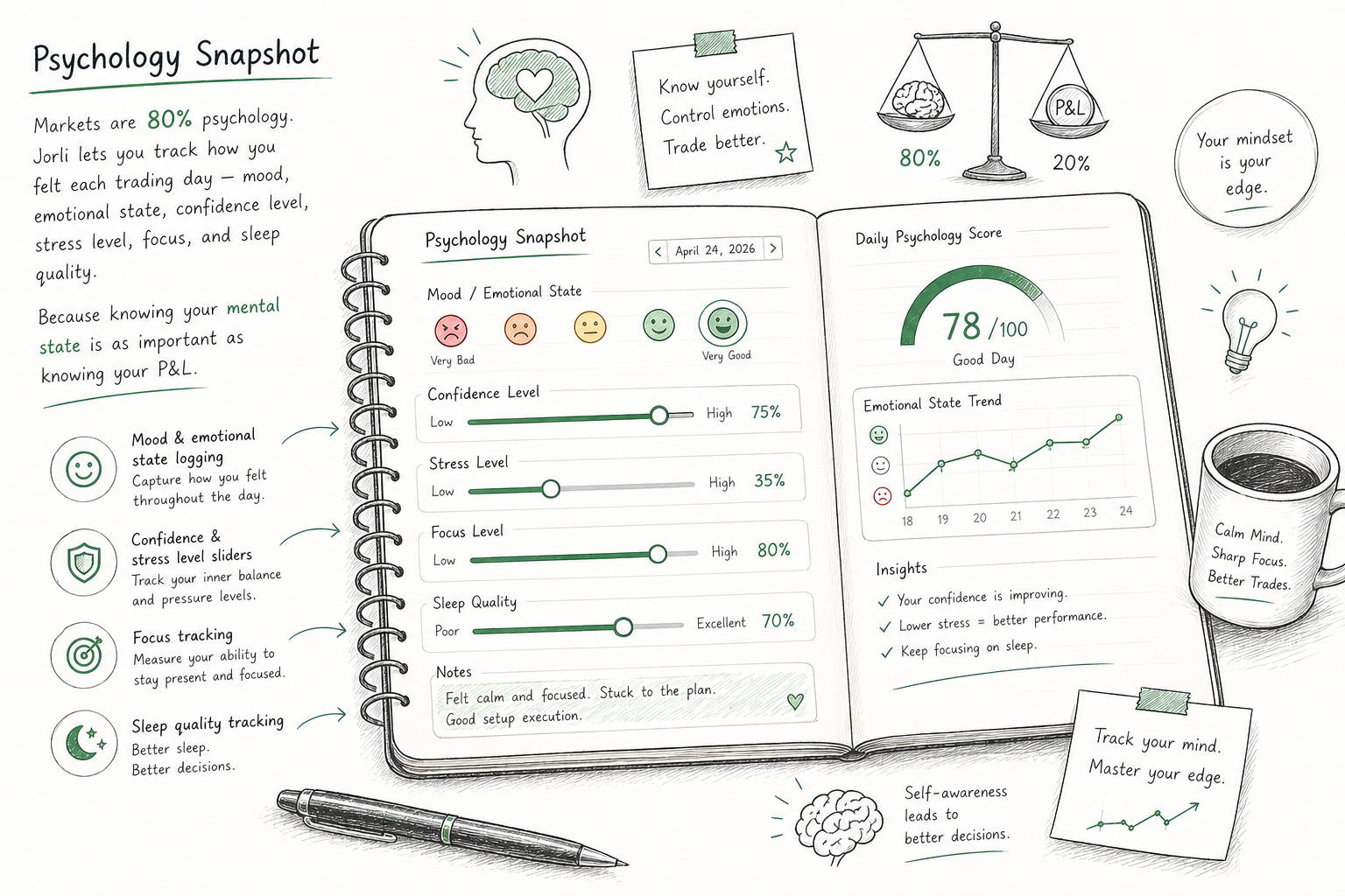 Jorli trading journal illustration